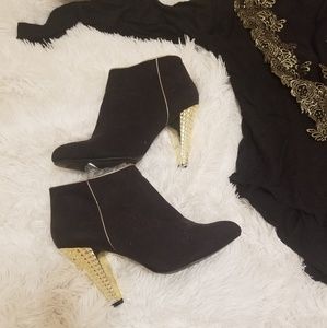 Scene Suede Black & Gold Booties 8